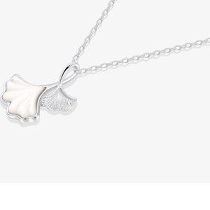 LELC999 sterling silver ginkgo leaf necklace